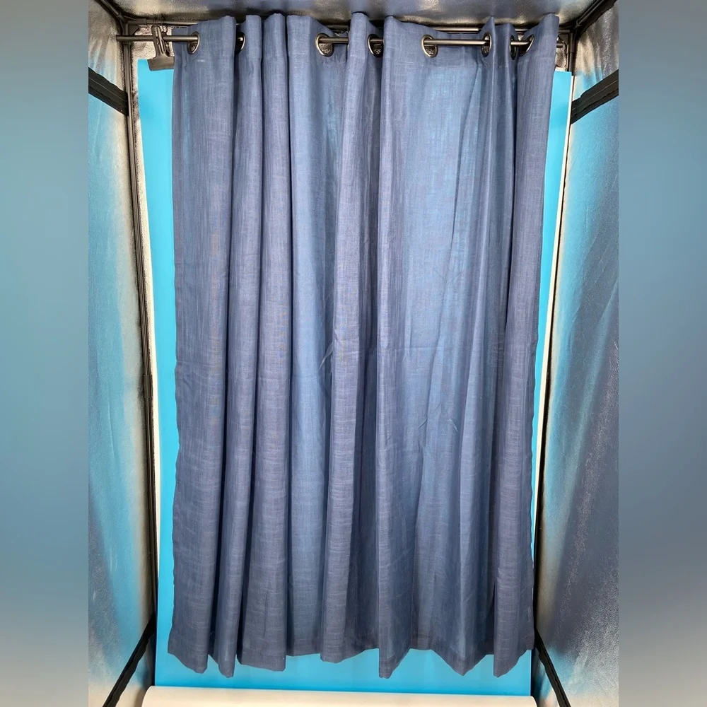 Curtain Panels 2, Blue sheer panels with dark silver grommets,‎ 72” x 54” each